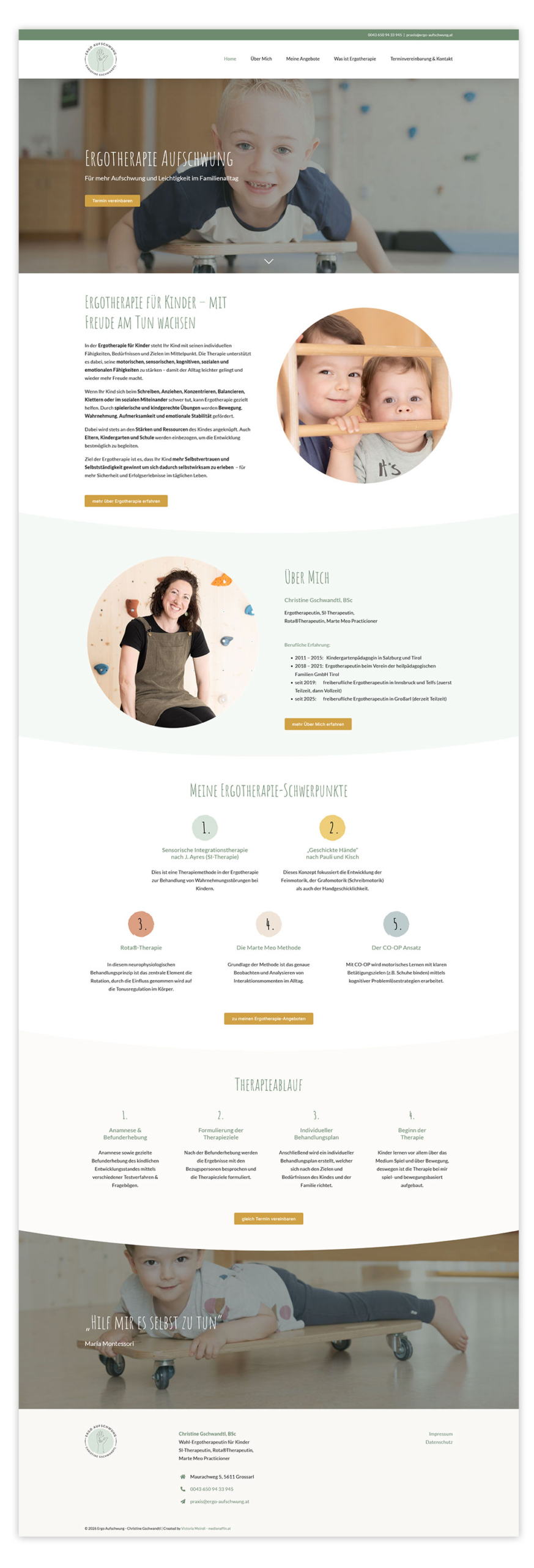 Website-Mockup - Webdesign für die Ergotherapeutin Christine Gschwandtl - Ergo Aufschwung